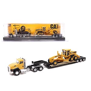 ماکت کشنده CAT CT660 با تریلی و گریدر CAT 163H | Diecast Masters 84414 | مقیاس 1:87