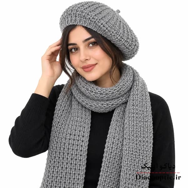 شال و کلاه زنانه فرانسوی مدل بافتنی کد 1298