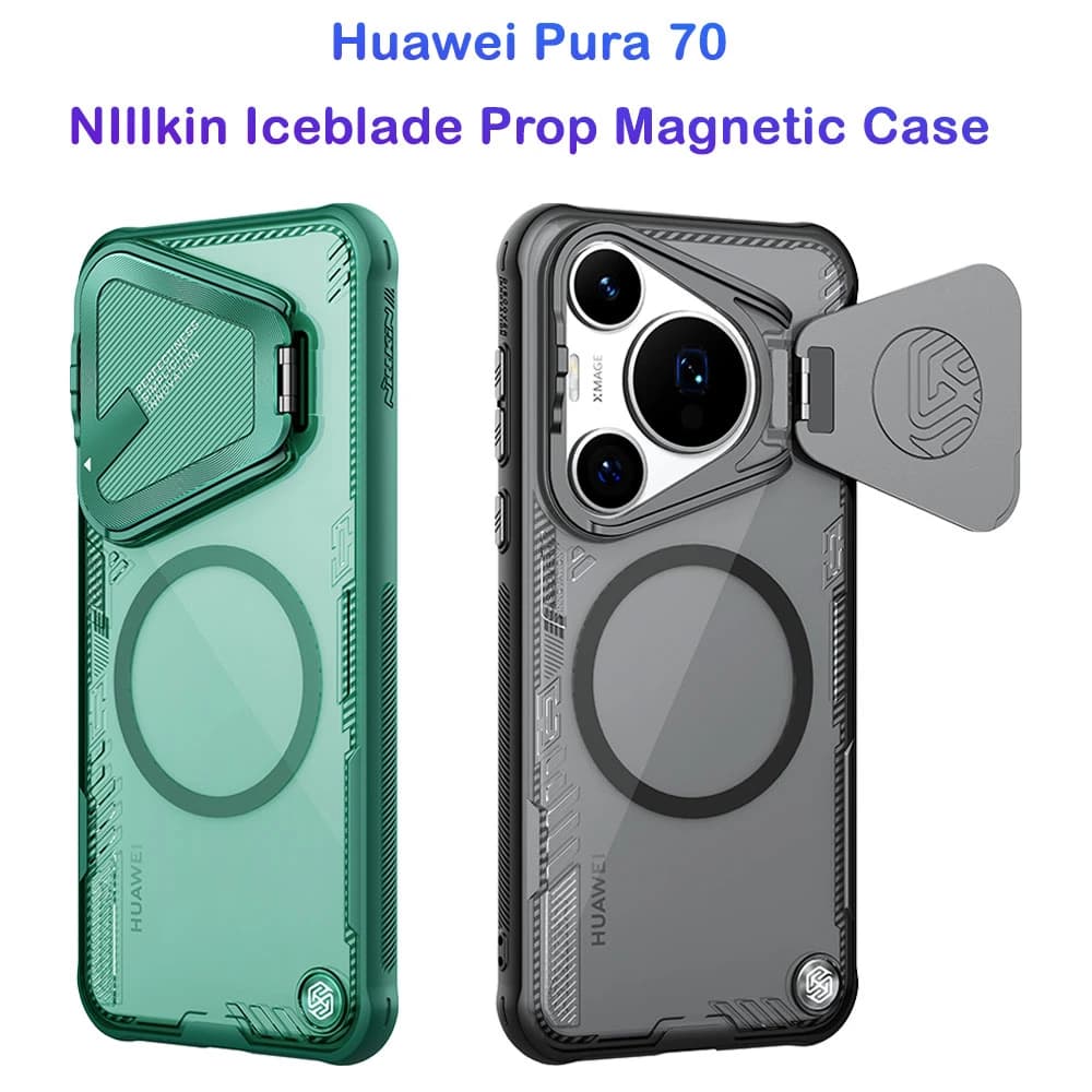 قاب کریستالی مگنتی کمرا استند نیلکین Huawei Pura 70 مدل Iceblade Prop Magnetic