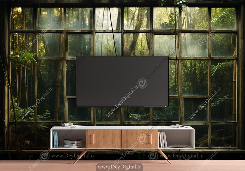 کاغذ دیواری سه بعدی طبیعت پشت تلویزیون HQ-1334
