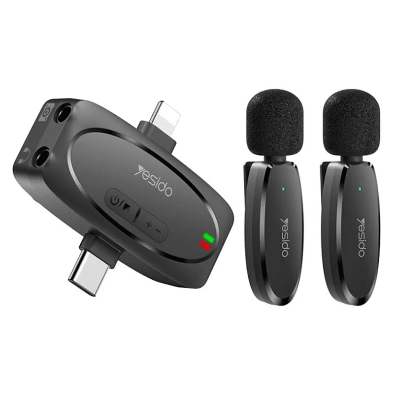 میکروفون یقه ای بی سیم دوتایی یسیدو KR15 Type-C / Lightning — تصویر ۲