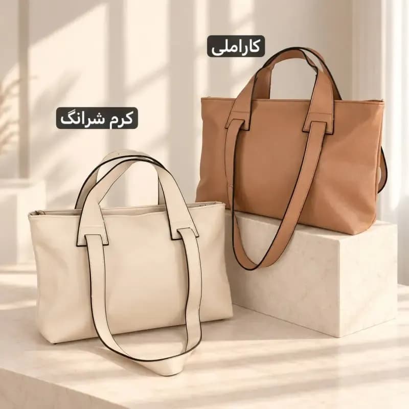 کیف زنانه روزمره چرم مصنوعی بند بلند ابعاد 44 در 26 سانتیمتر — تصویر ۷