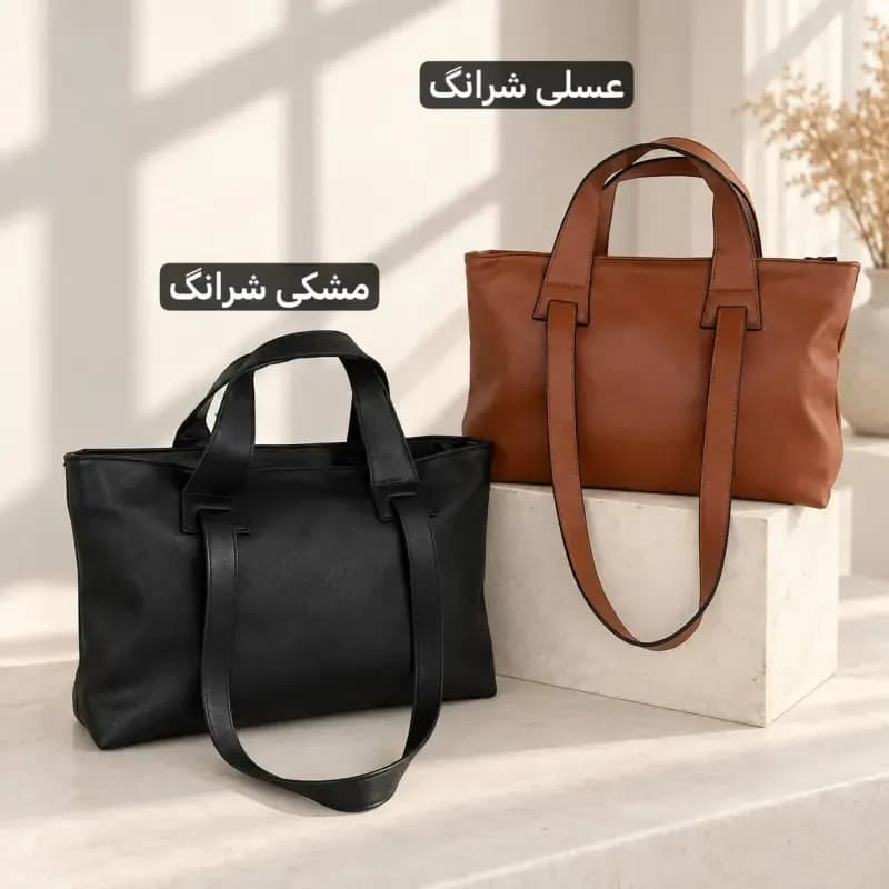 کیف زنانه روزمره چرم مصنوعی بند بلند ابعاد 44 در 26 سانتیمتر — تصویر ۶