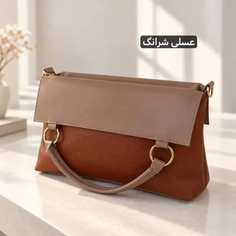 کیف زنانه روزمره چرم مصنوعی با بند بلند و سه بند — تصویر ۳
