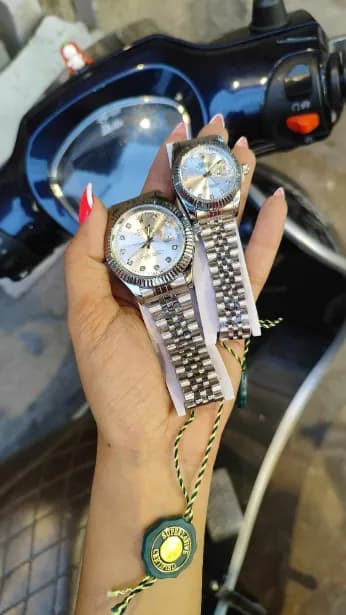 ست ساعت مچی زنانه و مردانه رولکس بند استیل