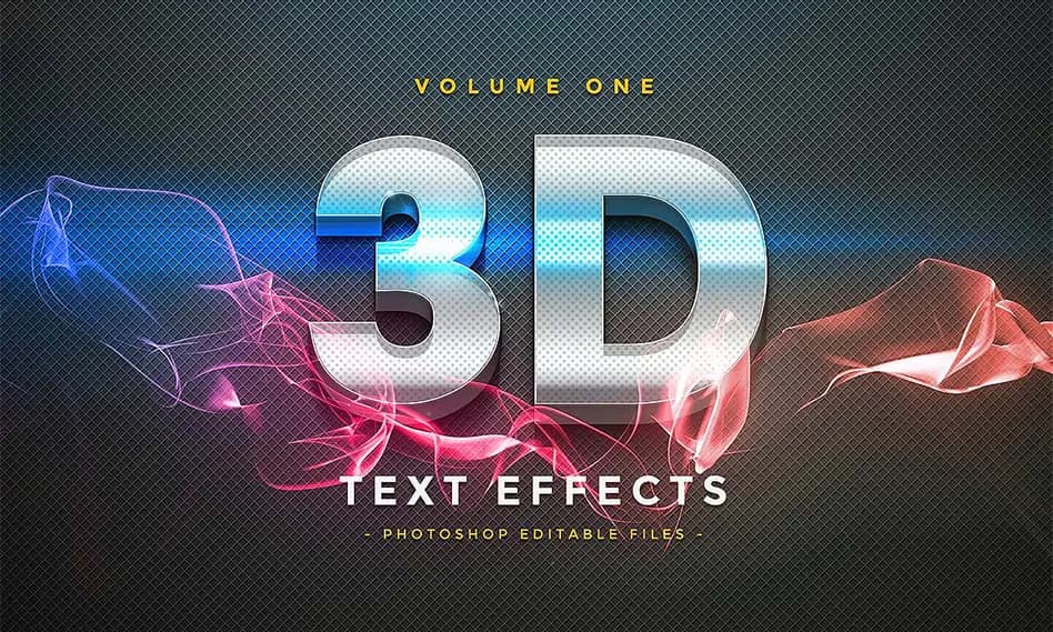 10 افکت سه بعدی متن به صورت لایه باز برای فتوشاپ 3D Text Effects