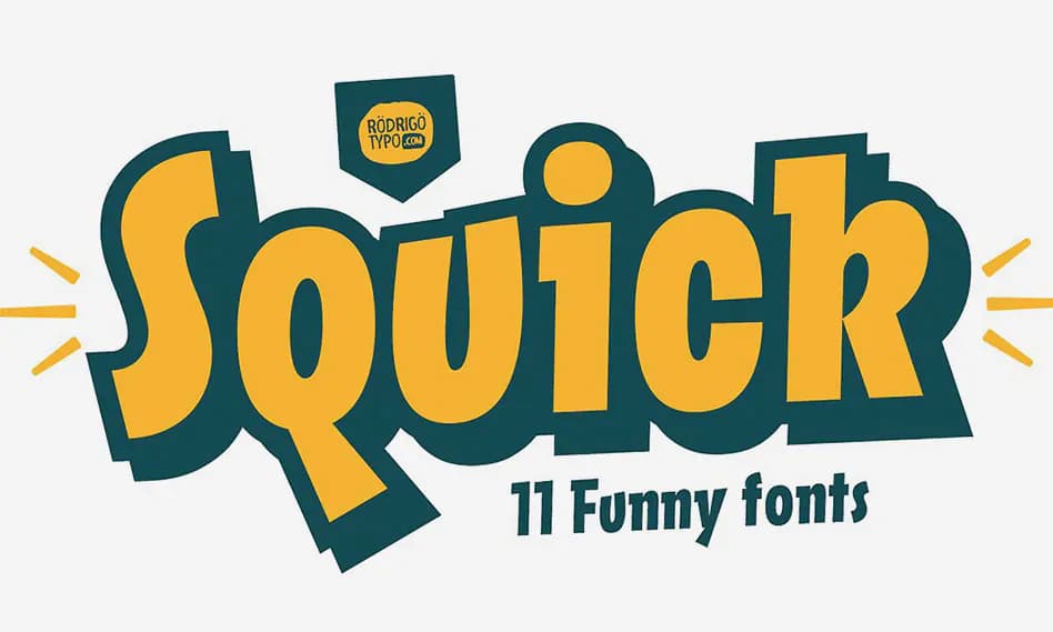 فونت انگلیسی فانتزی ، بامزه و کارتونی Squick مناسب برای طرح های گرافیکی