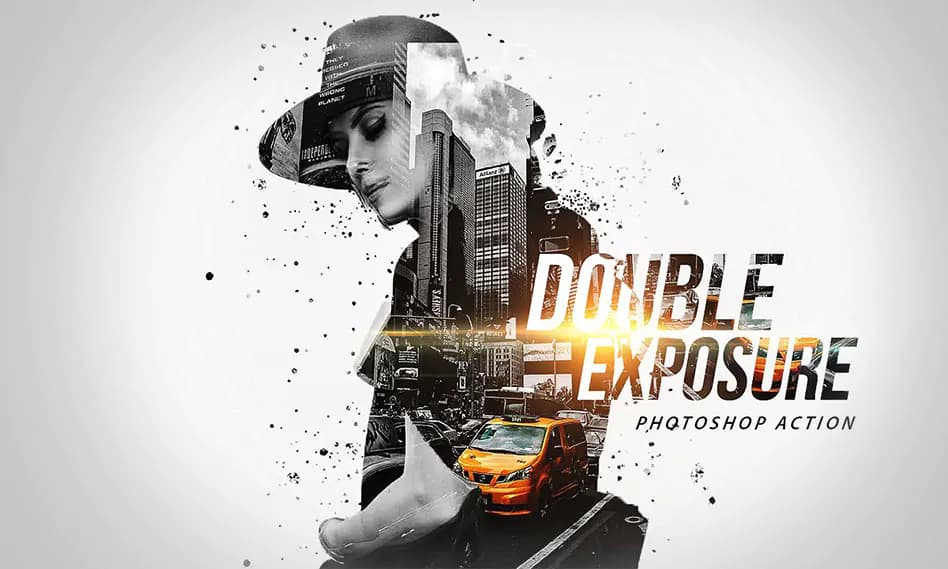 اکشن ایجاد افکت دابل اسکپوژر در فتوشاپ Double Exposure Photoshop Action