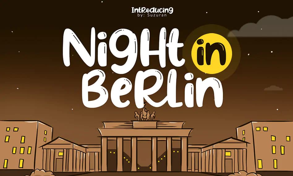 فونت انگلیسی فانتزی و کارتونی Night in Berlin مناسب برای طرح های کودکانه