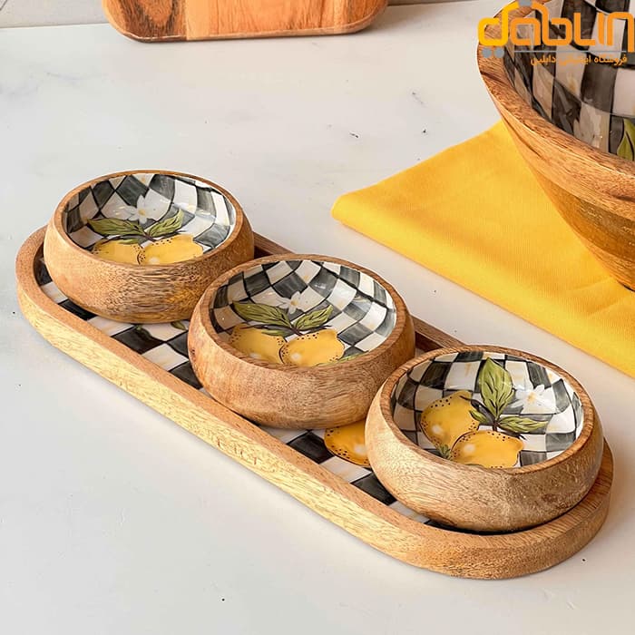 اردوخوری چوبی Missbetty دایره با استند طرح لیمو