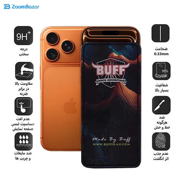 گلس مات بوف مدل BullRun Matte Pro مناسب برای گوشی موبایل اپل iPhone 17 Pro / 17 / 16 Pro — تصویر ۶