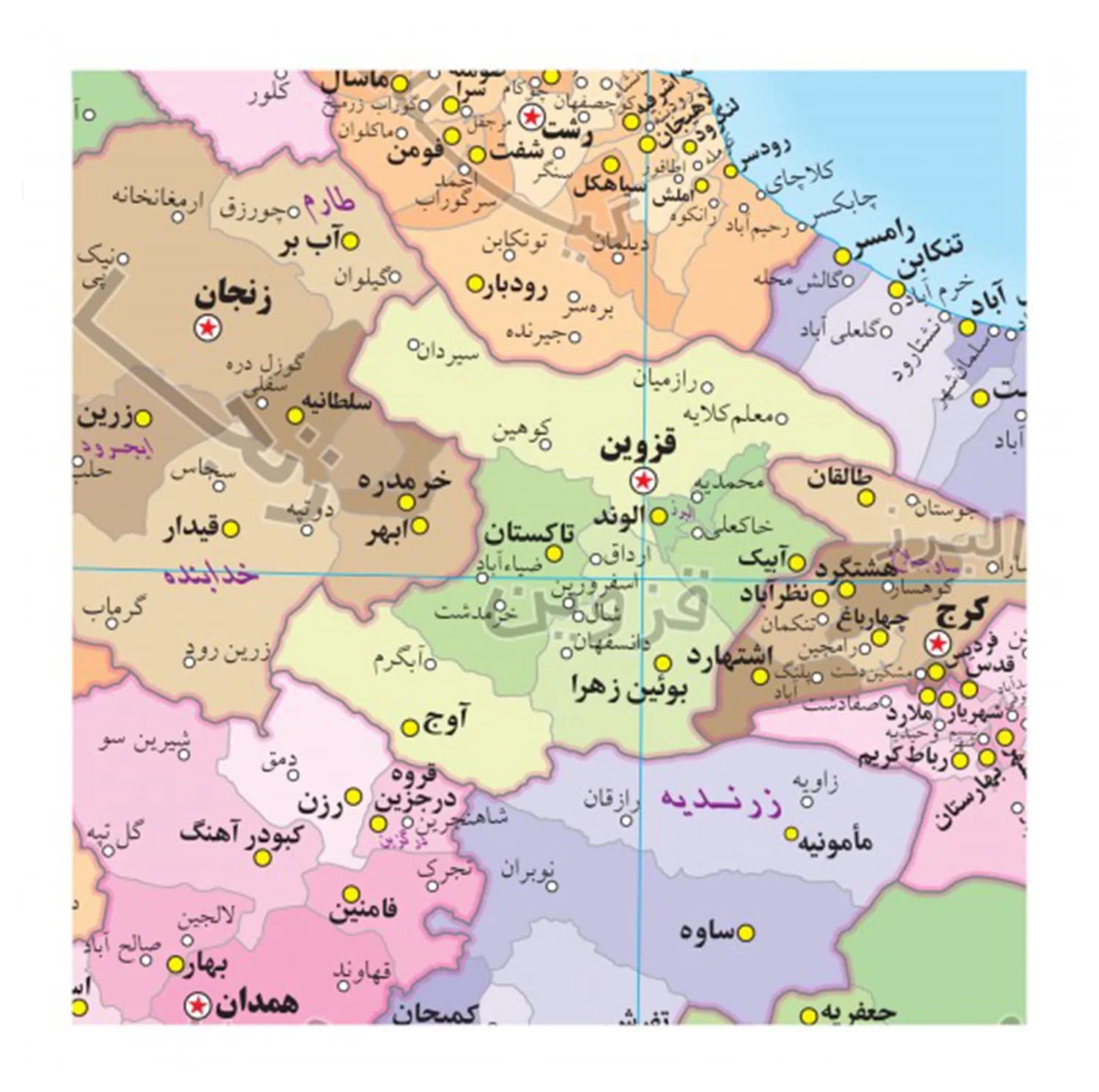 نقشه چاپی انتشارات گیتاشناسی نوین مدل تقسمات شهرستانی ایران کد A.P 1447 — تصویر ۴