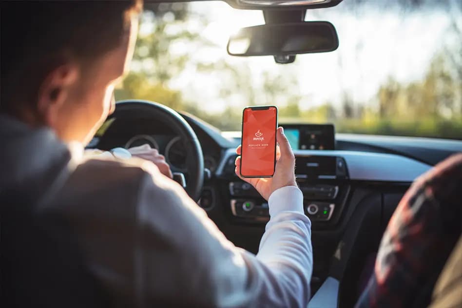 15 موکاپ آیفون ایکس در اتومبیل iPhone X in Car Mockup — تصویر ۴