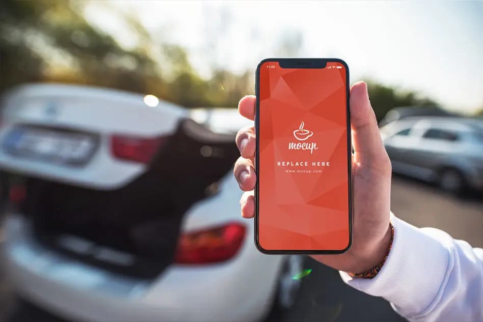 15 موکاپ آیفون ایکس در اتومبیل iPhone X in Car Mockup — تصویر ۶