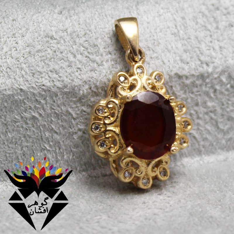 گردنبند طلاروس یاقوت گارنت اصل زنانه کد G_1464