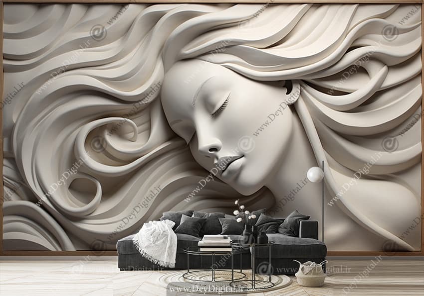 پوستر دیواری سه بعدی چهره گچبری HQ-1005