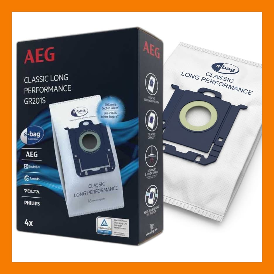 پاکت جاروبرقی آاگ مدل GR201 و GR201S – سری S-BAG – میکروفیلتر 4 عددی