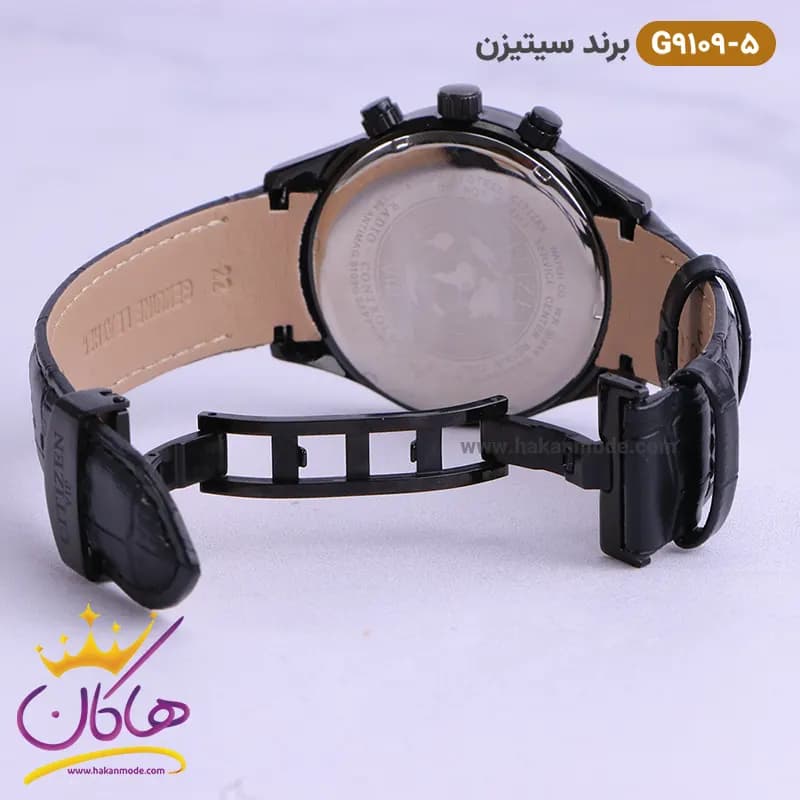 ساعت سیتیزن مردانه بند چرمی مدل G9109 مشکی — تصویر ۳