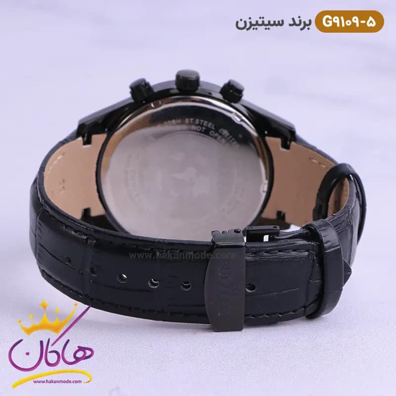 ساعت سیتیزن مردانه بند چرمی مدل G9109 مشکی — تصویر ۴