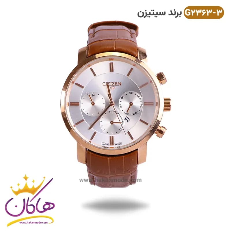 ساعت سیتیزن مردانه بند چرمی مدل G2363