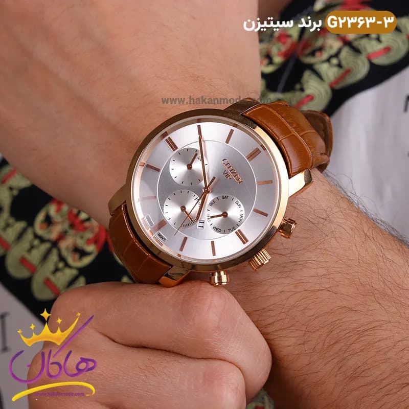 ساعت سیتیزن مردانه بند چرمی مدل G2363 — تصویر ۲