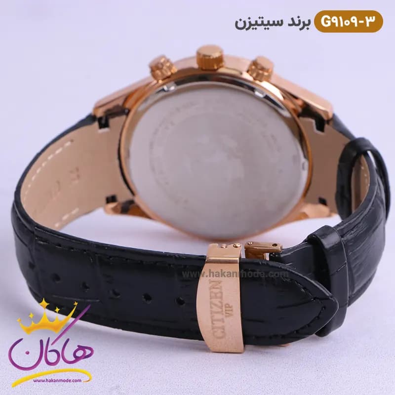 ساعت سیتیزن مردانه بند چرمی مدل G9109 رزگلد — تصویر ۵