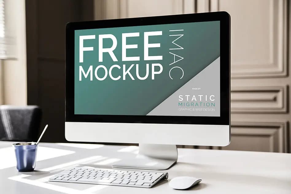 3 موکاپ iMac شرکت اپل به صورت لایه باز با فرمت PSD — تصویر ۳