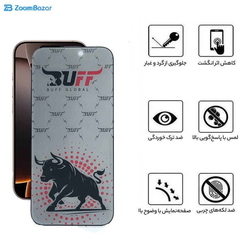 گلس پرایوسی بوف مدل Fighter Pri Pro مناسب برای گوشی موبایل اپل iPhone 16 Pro Max (به همراه گارانتی ۶ ماهه) — تصویر ۵