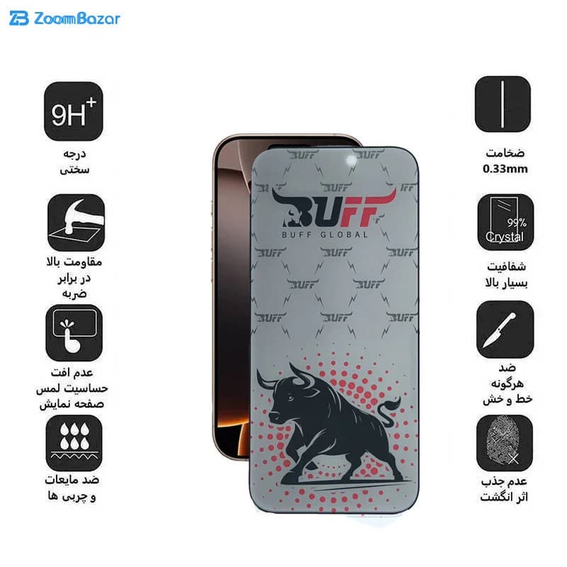 گلس پرایوسی بوف مدل Fighter Pri Pro مناسب برای گوشی موبایل اپل iPhone 16 Pro Max — تصویر ۳