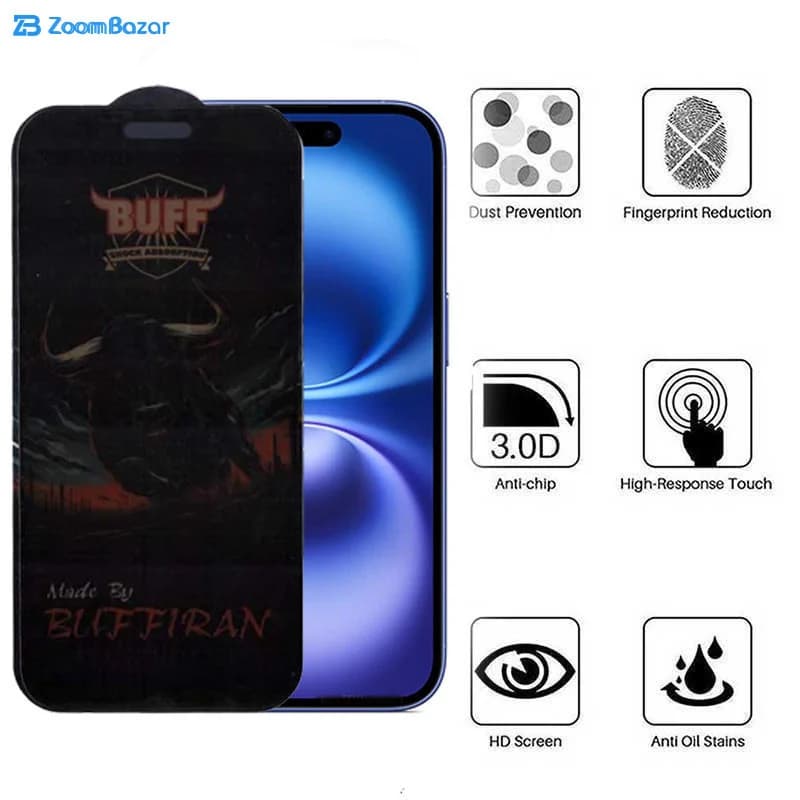 گلس پرایوسی بوف مدل BullRun Privacy Pro مناسب برای گوشی موبایل اپل iPhone 16/15 — تصویر ۶