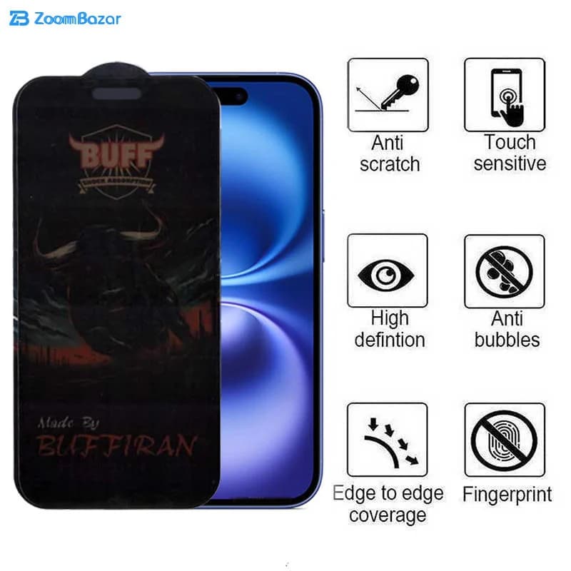 گلس پرایوسی بوف مدل BullRun Privacy Pro مناسب برای گوشی موبایل اپل iPhone 16/15 — تصویر ۵