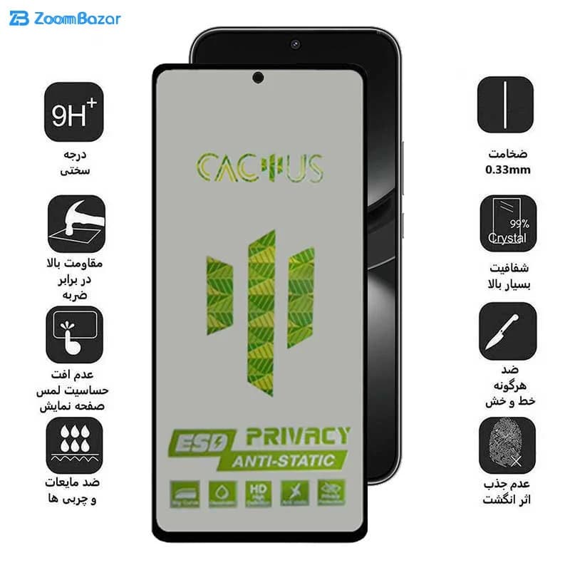 گلس پرایوسی اِپیکوی مدل Cactus-ESD-Privacy مناسب برای گوشی موبایل هوآوی Nova 12 / Nova 12 Lite / Nova 11 SE / Nova 10 SE — تصویر ۷