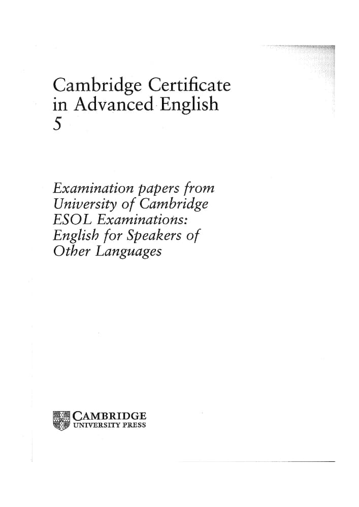 دانلود کتاب گواهی انگلیسی پیشرفته کمبریج ۵ (Cambridge Certificate in Advanced English 5) نسخه انگلیسی PDF | کمبریج