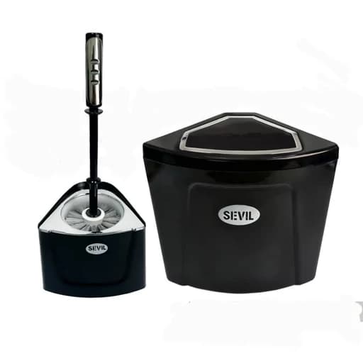 سطل وبرس دیواری مشکی کروم کامنا مدل 13144063