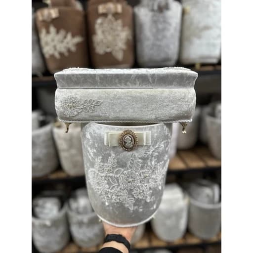 سطل و جا دستمال کاغذی مخمل ملیله دوزی کامنا مدل 13144033
