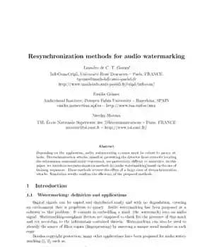 دانلود کتاب Resynchronization methods for audio watermarking