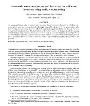دانلود کتاب Automatic music monitoring and boundary detection for broadcast using audio watermarking