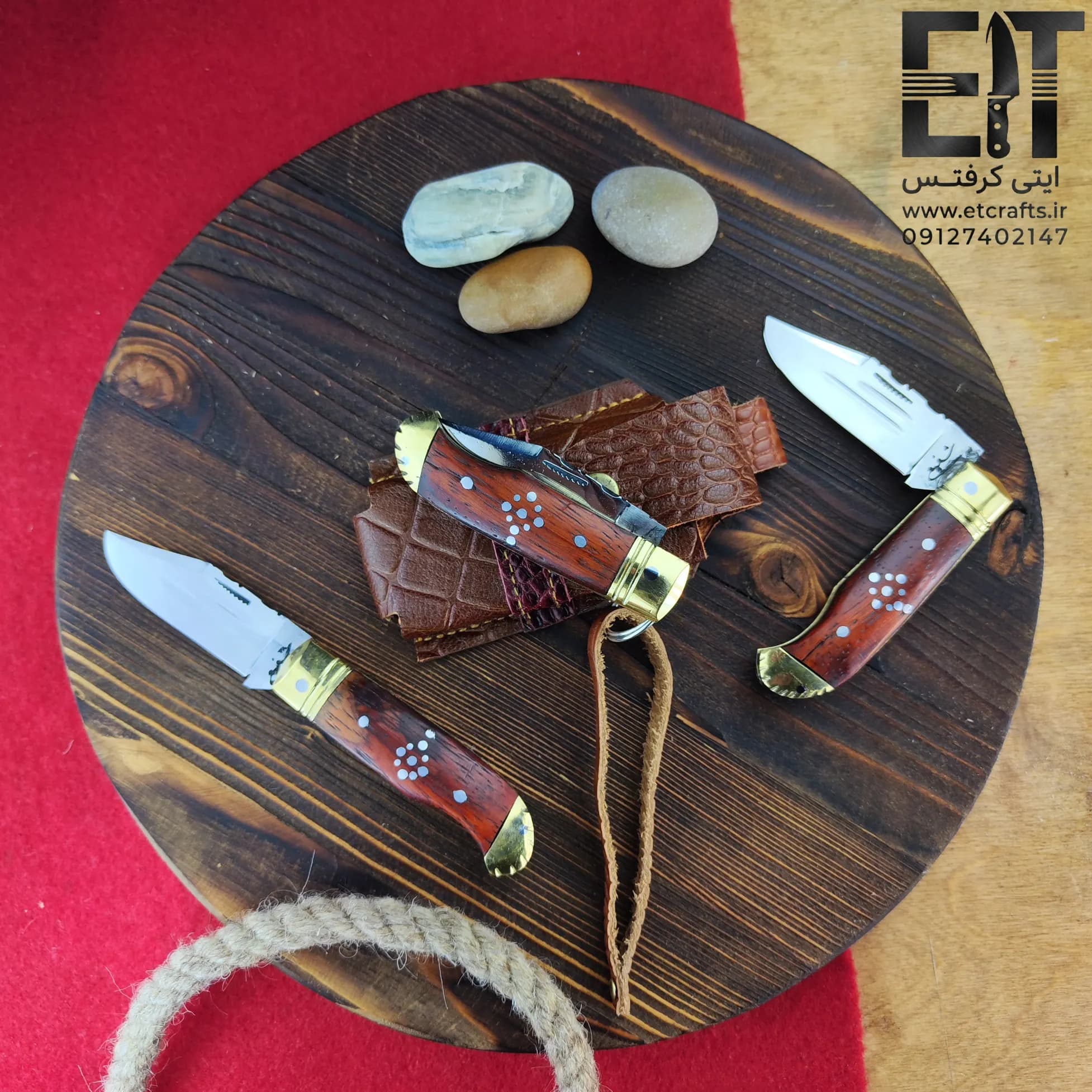 چاقو جیبی شفیعی مدل میوه خوری ضدزنگ دسته چوب پادوک