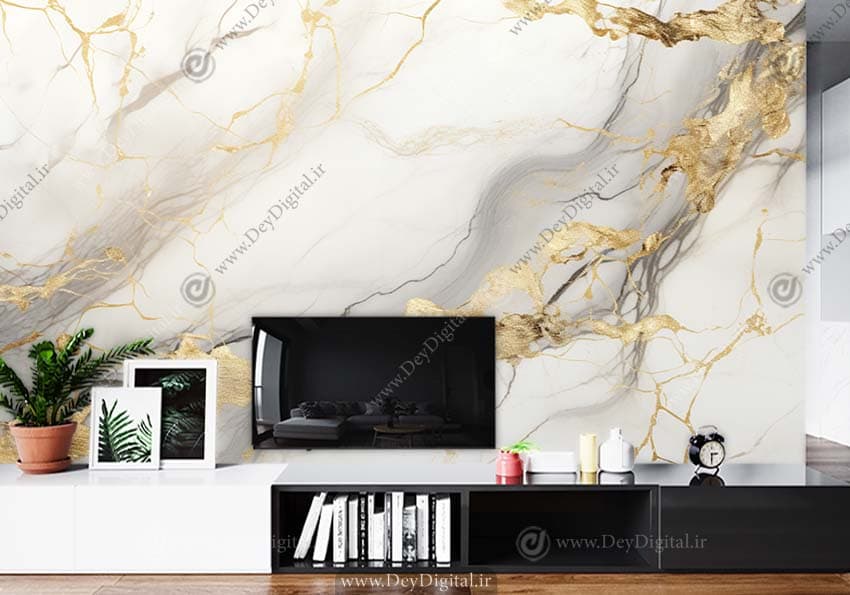 کاغذ دیواری پشت تلویزیون طرح سنگ HQ-1843