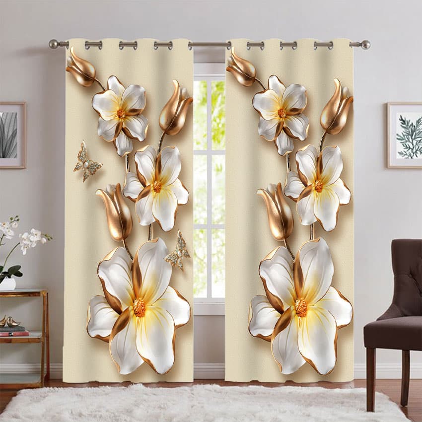پرده پذیرایی طرح گل سه بعدی PK-7538