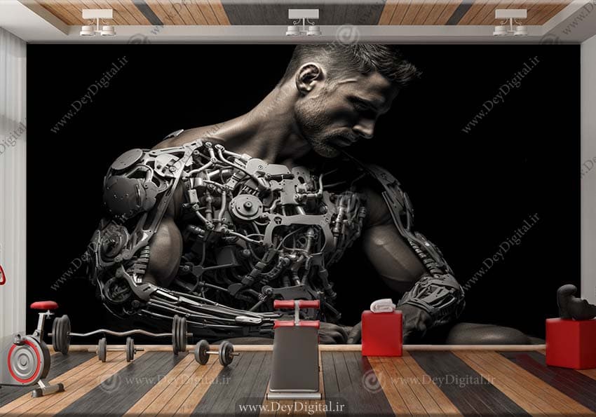 کاغذ دیواری سه بعدی بدنساز برای باشگاه مردانه HQ-1791