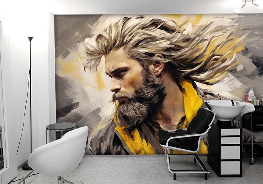 کاغذ دیواری سه بعدی برای ارایشگاه و پیرایش مردانه HQ-2104