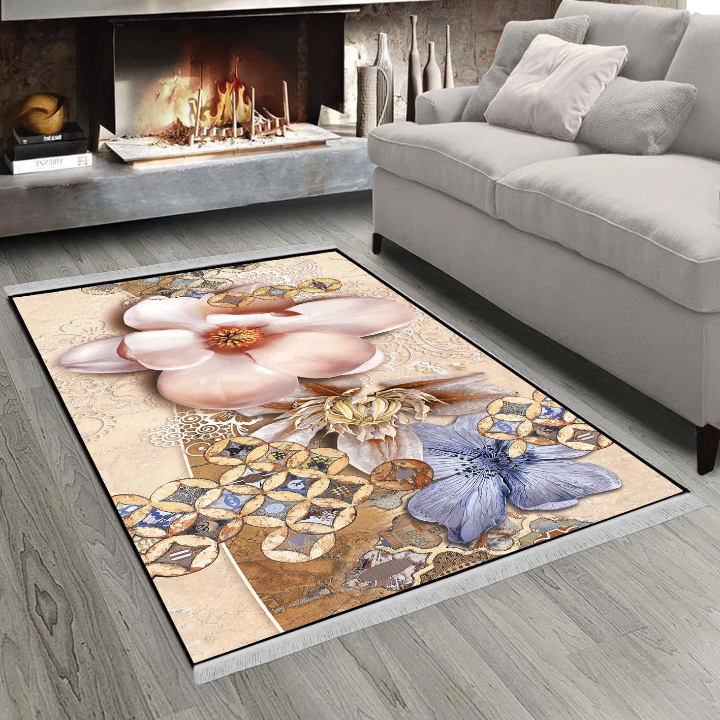 فرشینه سه بعدی گل اتاق خواب CP-1167