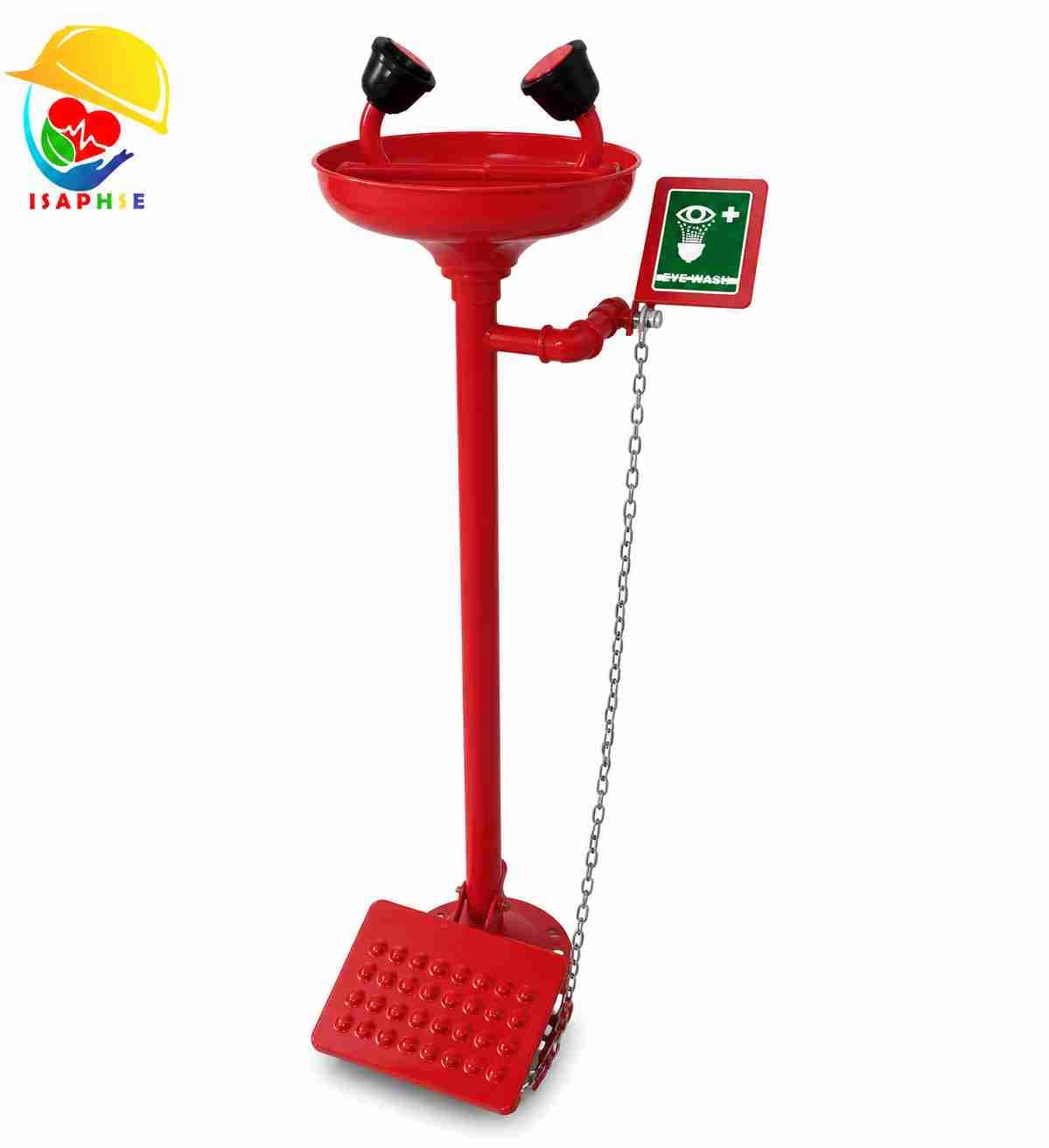 چشم‌شوی اضطراری پایه‌دار گالوانیزه با پدال دستی