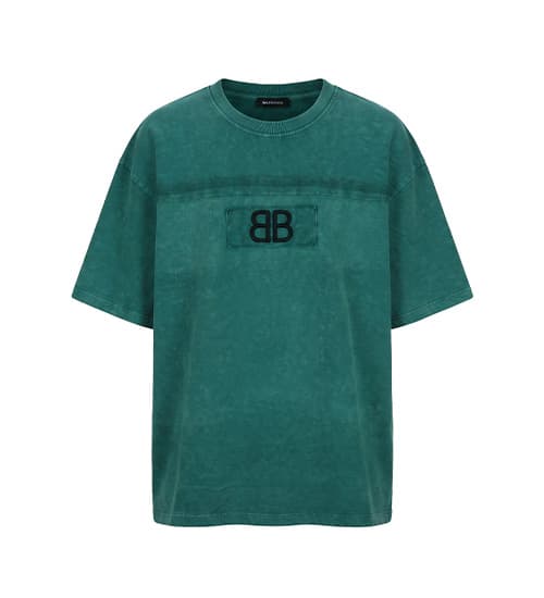 تیشرت یقه گرد مردانه باکسی طرح دار مچینست سبز Balenciaga کد 50944