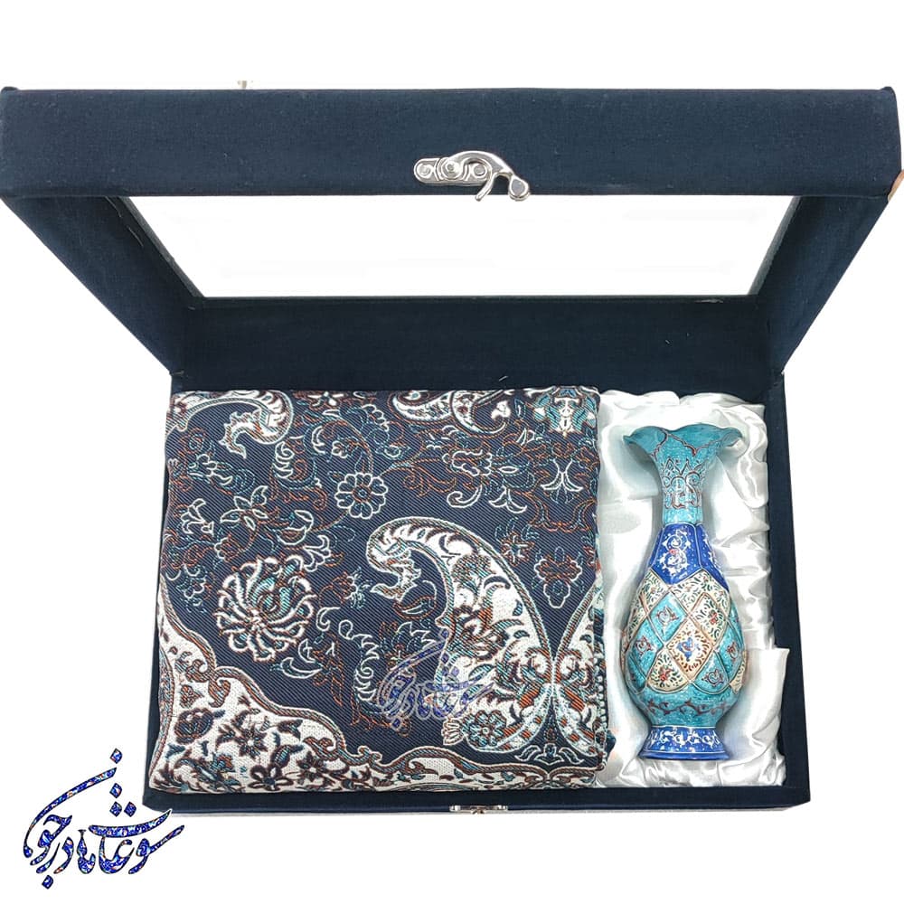 باکس هدیه گلدان سایز 16 و رومیزی قلمکار