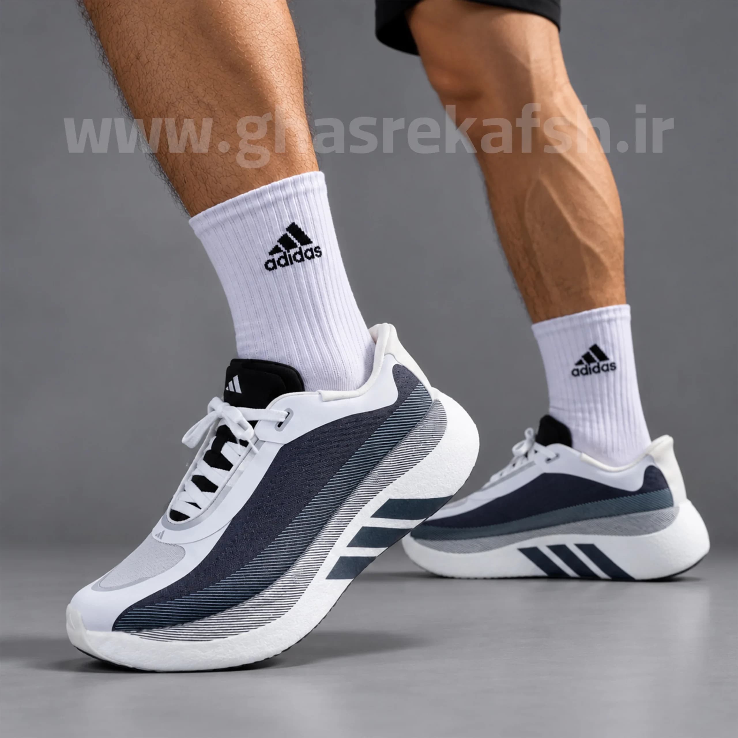 کتونی آدیداس هایپر بوست Adidas Hyperboost مردانه مسترکوالیتی سفید طوسی کد 2924