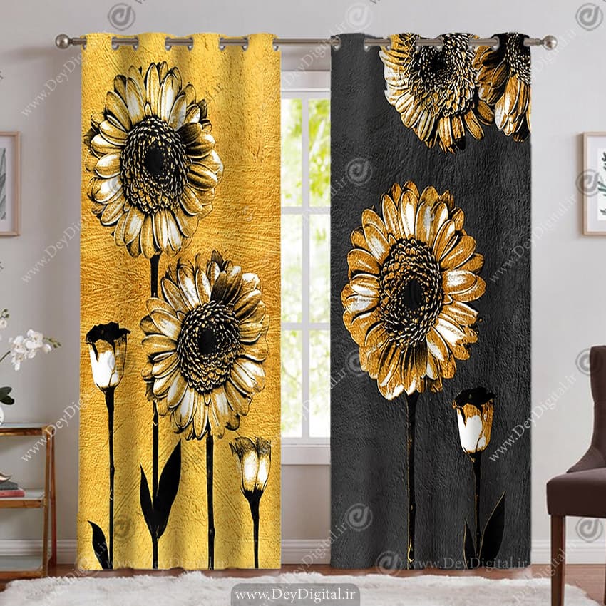 پرده سه بعدی چاپی طرح گل نقاشی PK-5385