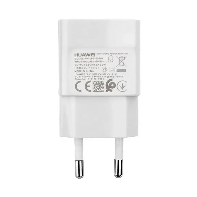 شارژر دیواری دو پین تک پورت 5W HUAWEI مدل HW-050100E01 – سفید – LY (گارانتی 6 ماهه شرکتی)