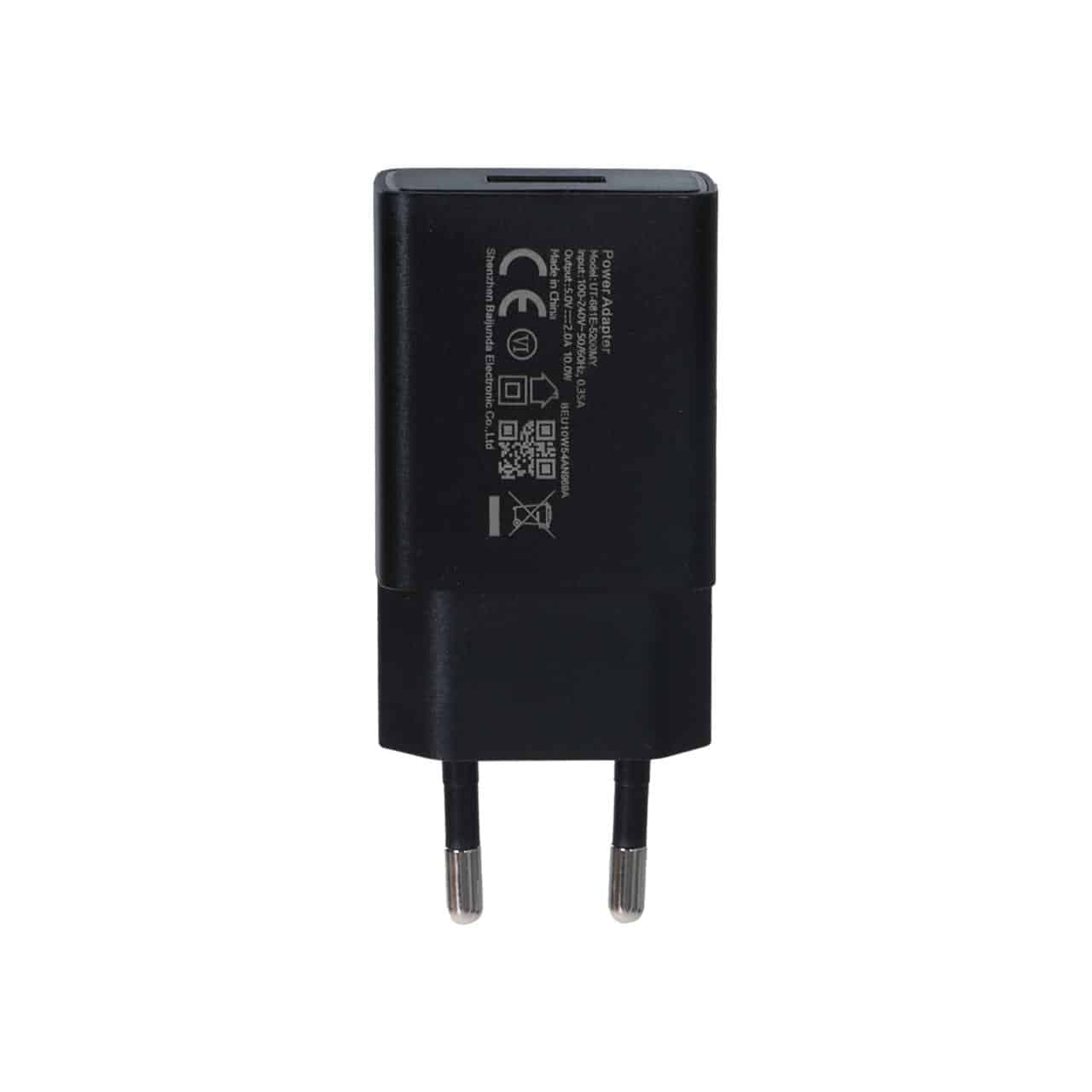 شارژر دیواری دو پین تک پورت مدل UT-681E – مشکی – LY (گارانتی 6 ماهه شرکتی)